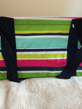 Thirty-One Medium Utility Tote NWT Preppy Pop Striped Storage Tote Beach Pool Sh